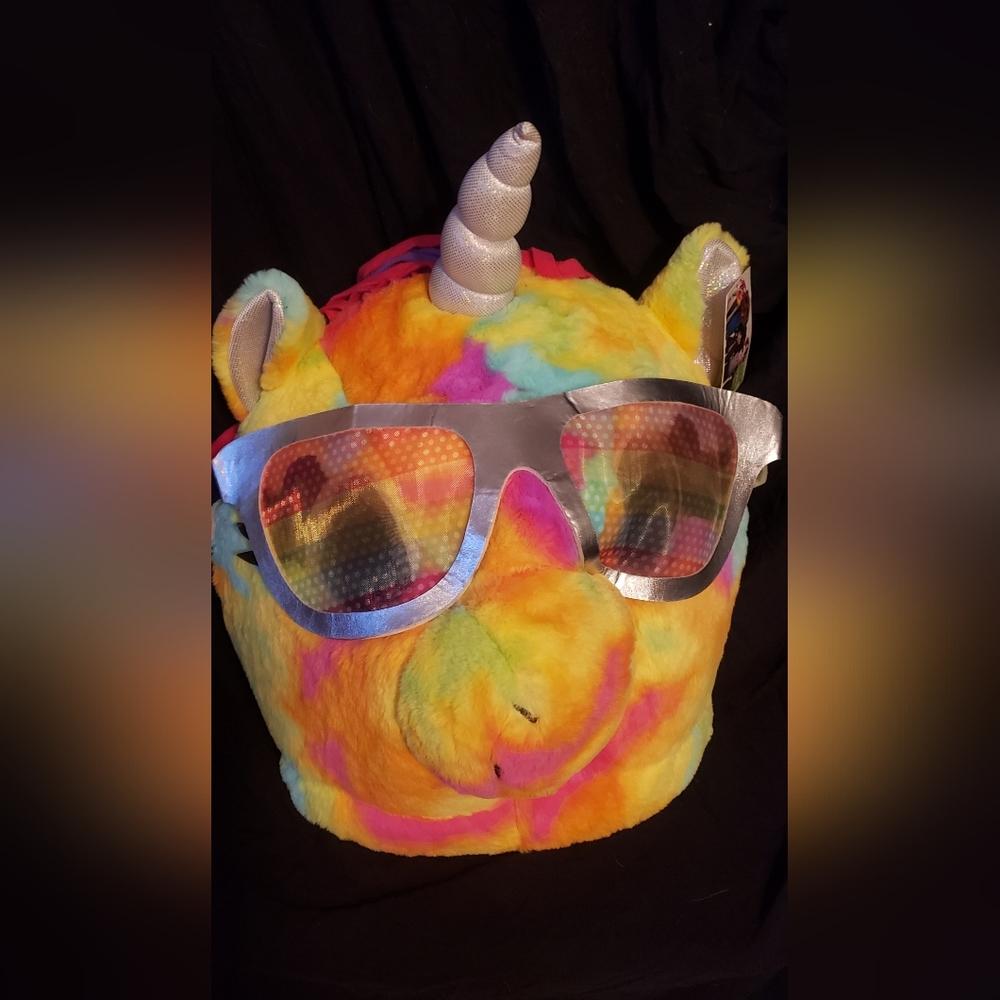 New with tags Rainbow Unicorn plush head mask